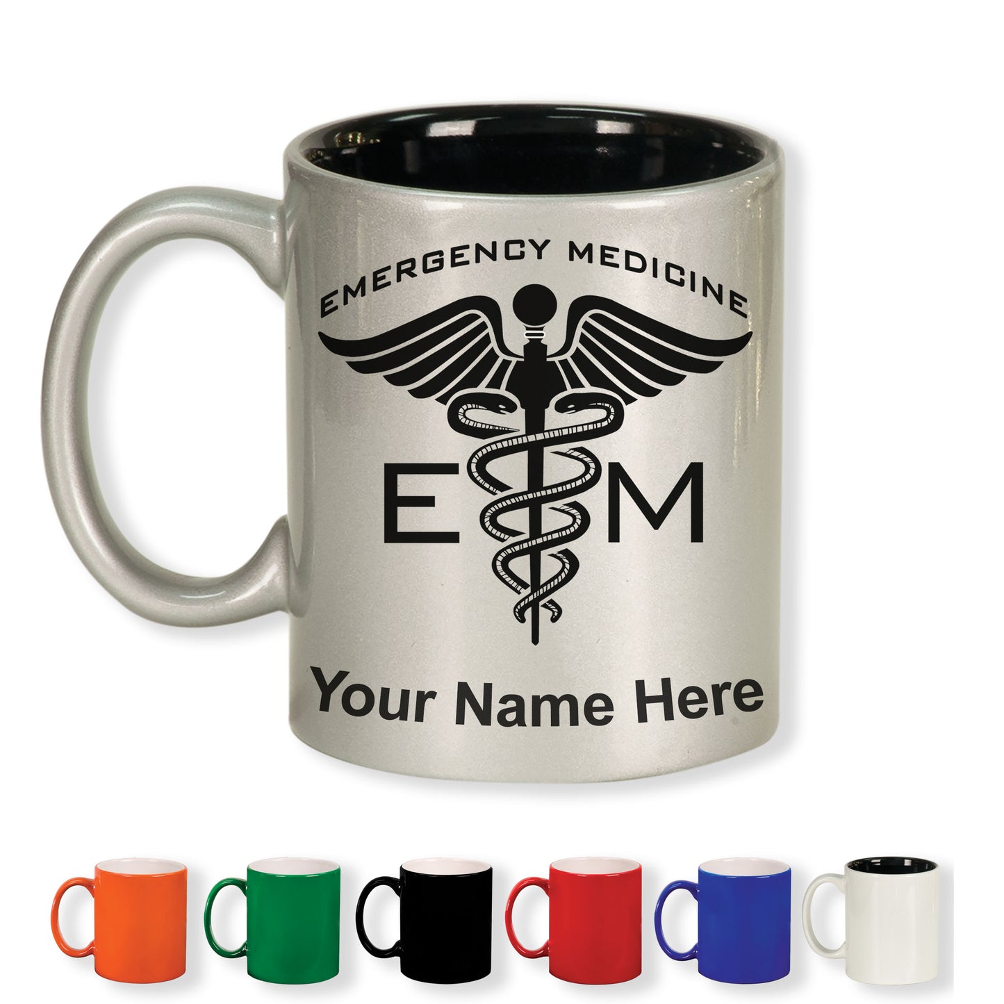 11oz Round Ceramic Coffee Mug, Emergency Medicine, Personalized Engraving Included