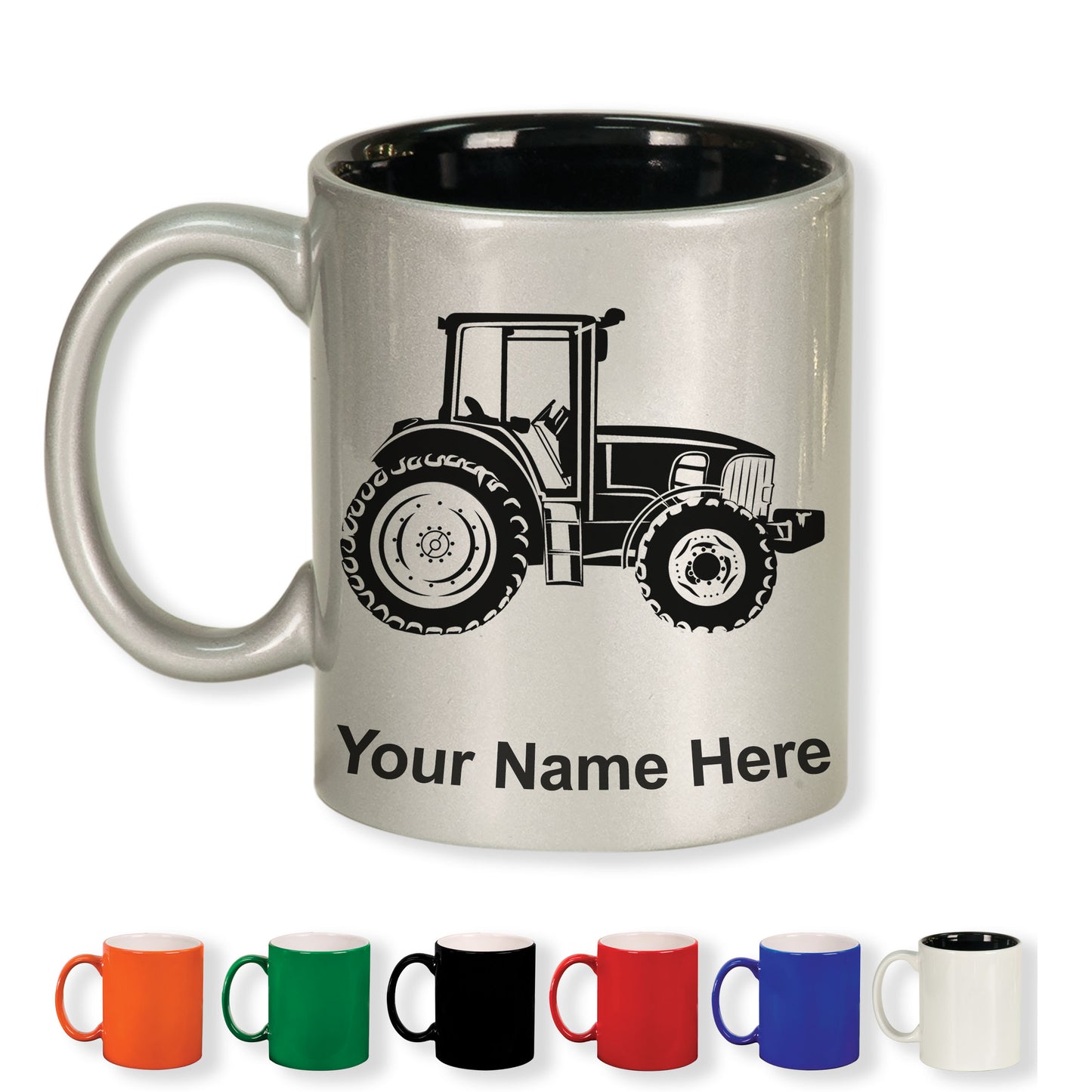 11oz Round Ceramic Coffee Mug, Farm Tractor, Personalized Engraving Included