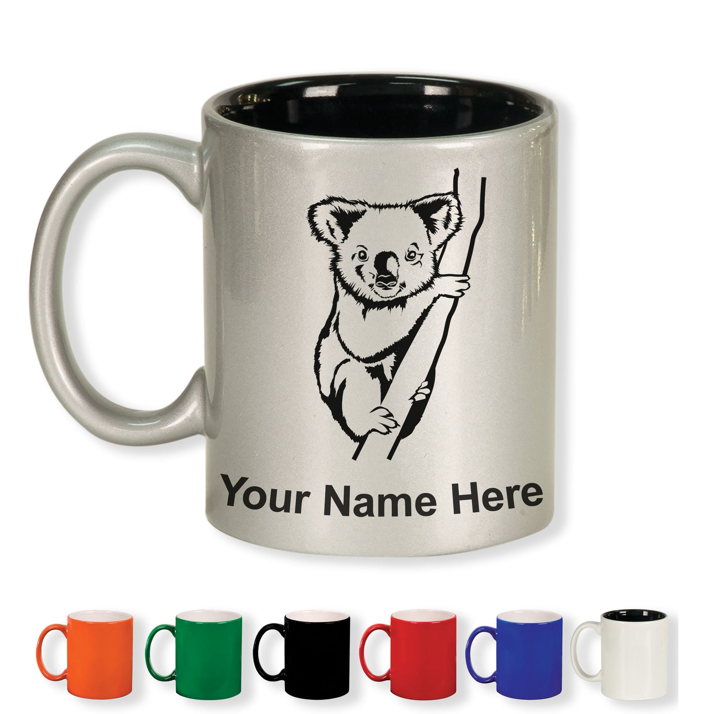 11oz Round Ceramic Coffee Mug, Koala Bear, Personalized Engraving Included