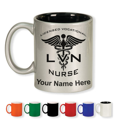 11oz Round Ceramic Coffee Mug, LVN Licensed Vocational Nurse, Personalized Engraving Included