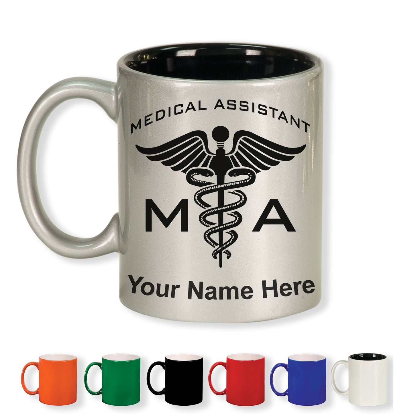 11oz Round Ceramic Coffee Mug, MA Medical Assistant, Personalized Engraving Included