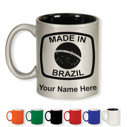11oz Round Ceramic Coffee Mug, Made in Brazil, Personalized Engraving Included