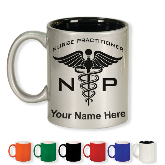 11oz Round Ceramic Coffee Mug, NP Nurse Practitioner, Personalized Engraving Included