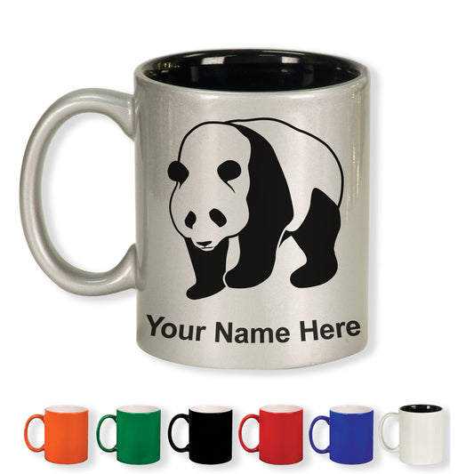 11oz Round Ceramic Coffee Mug, Panda Bear, Personalized Engraving Included