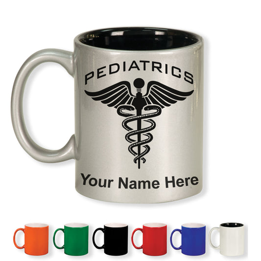 11oz Round Ceramic Coffee Mug, Pediatrics, Personalized Engraving Included