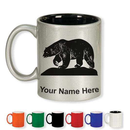 11oz Round Ceramic Coffee Mug, Polar Bear, Personalized Engraving Included