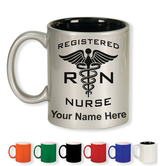 11oz Round Ceramic Coffee Mug, RN Registered Nurse, Personalized Engraving Included