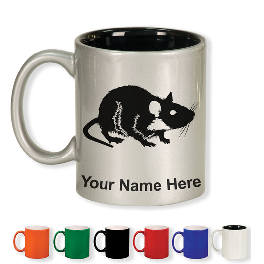 11oz Round Ceramic Coffee Mug, Rat, Personalized Engraving Included