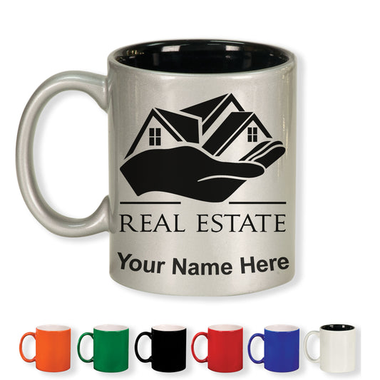 11oz Round Ceramic Coffee Mug, Real Estate, Personalized Engraving Included