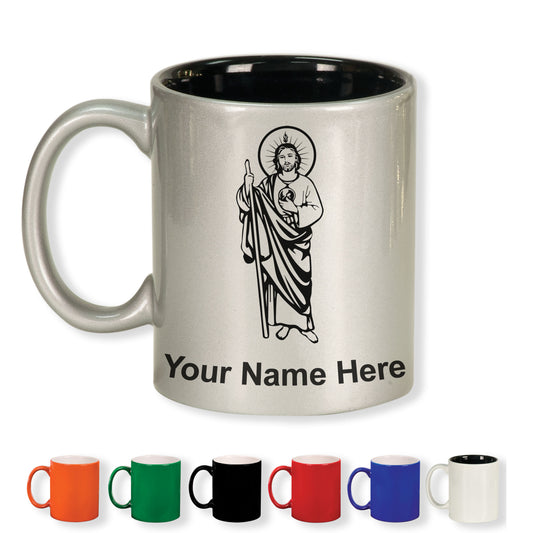 11oz Round Ceramic Coffee Mug, Saint Jude, Personalized Engraving Included