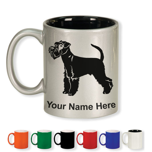 11oz Round Ceramic Coffee Mug, Schnauzer Dog, Personalized Engraving Included