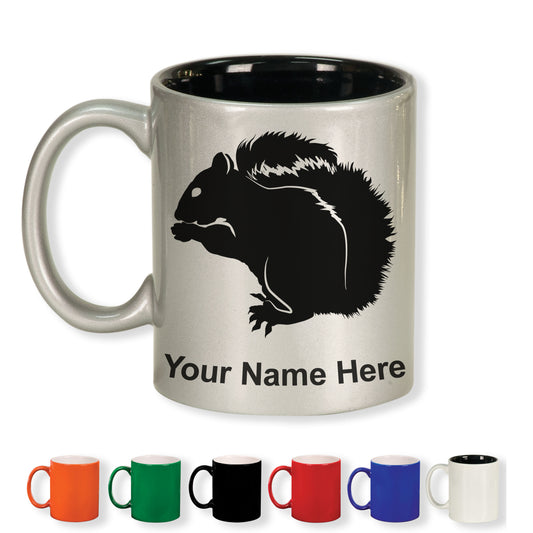 11oz Round Ceramic Coffee Mug, Squirrel, Personalized Engraving Included