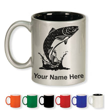 Load image into Gallery viewer, 11oz Round Ceramic Coffee Mug, Trout Fish, Personalized Engraving Included
