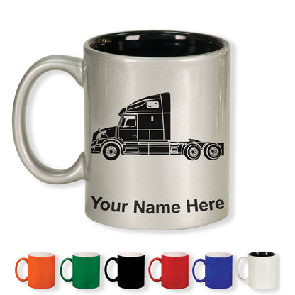 11oz Round Ceramic Coffee Mug, Truck Cab, Personalized Engraving Included