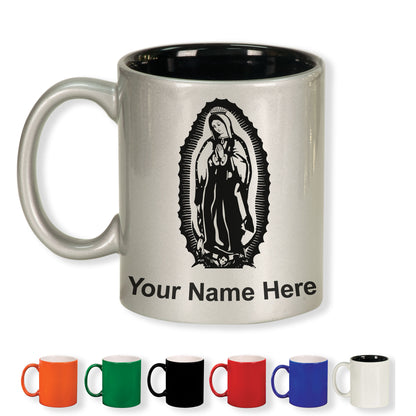 11oz Round Ceramic Coffee Mug, Virgen de Guadalupe, Personalized Engraving Included