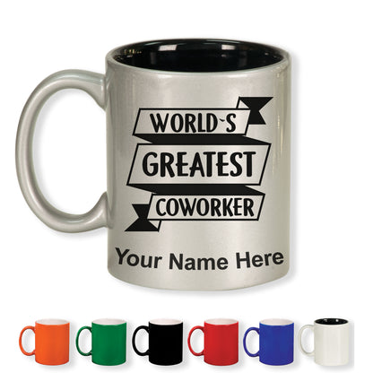 11oz Round Ceramic Coffee Mug, World's Greatest Coworker, Personalized Engraving Included