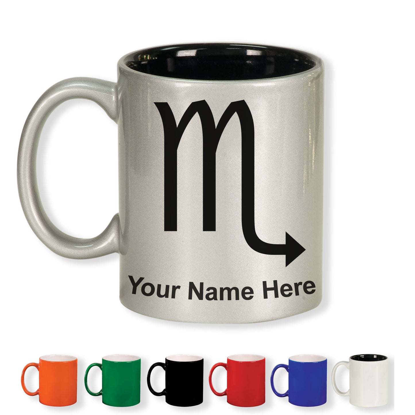 11oz Round Ceramic Coffee Mug, Zodiac Sign Scorpio, Personalized Engraving Included