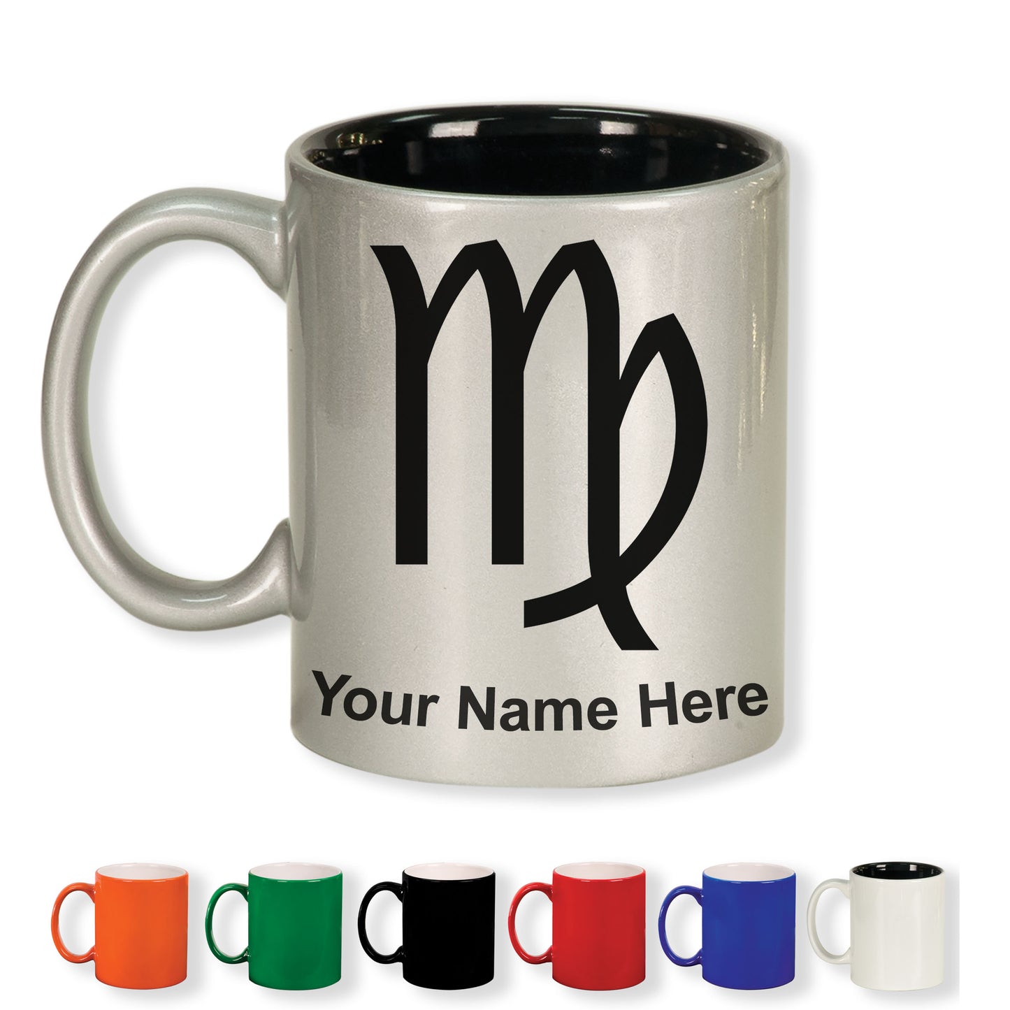 11oz Round Ceramic Coffee Mug, Zodiac Sign Virgo, Personalized Engraving Included