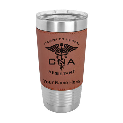 20oz Faux Leather Tumbler Mug, CNA Certified Nurse Assistant, Personalized Engraving Included - LaserGram Custom Engraved Gifts
