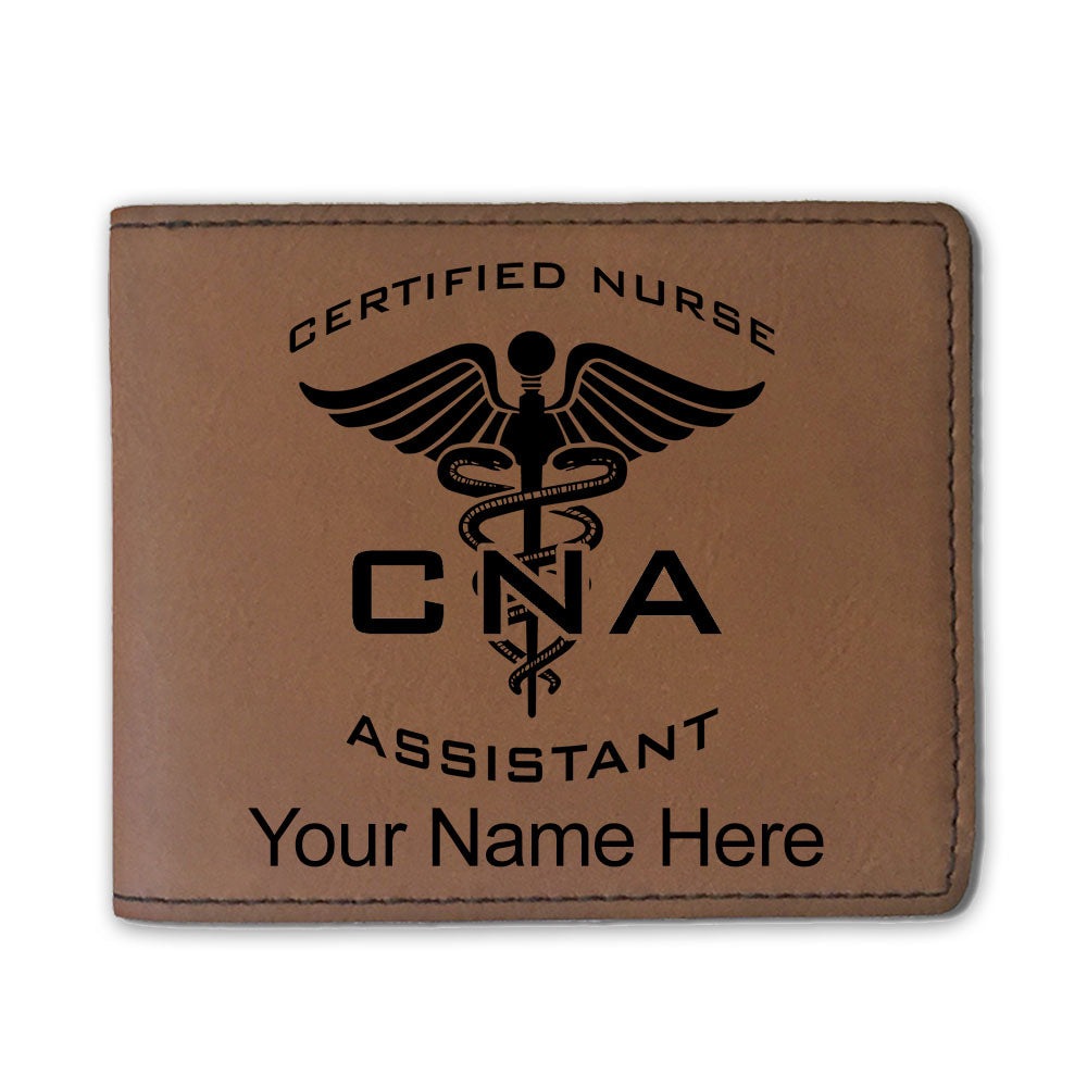 Faux Leather Bi-Fold Wallet, CNA Certified Nurse Assistant, Personalized Engraving Included
