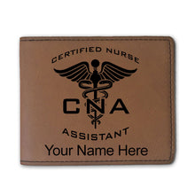 Load image into Gallery viewer, Faux Leather Bi-Fold Wallet, CNA Certified Nurse Assistant, Personalized Engraving Included
