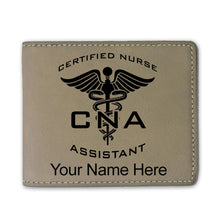 Load image into Gallery viewer, Faux Leather Bi-Fold Wallet, CNA Certified Nurse Assistant, Personalized Engraving Included
