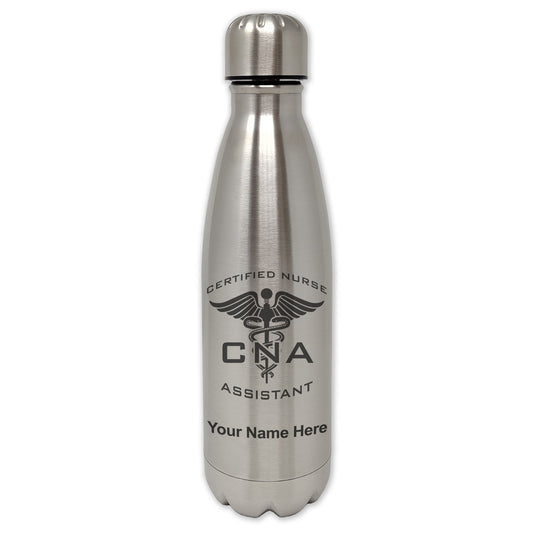LaserGram Single Wall Water Bottle, CNA Certified Nurse Assistant, Personalized Engraving Included