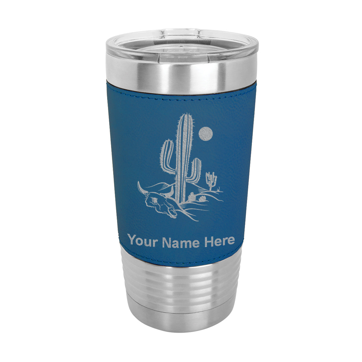 20oz Faux Leather Tumbler Mug, Cactus, Personalized Engraving Included - LaserGram Custom Engraved Gifts