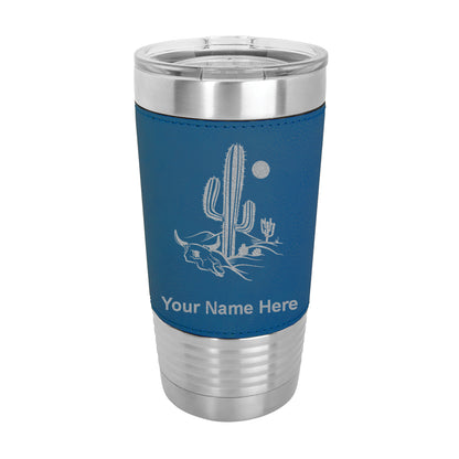 20oz Faux Leather Tumbler Mug, Cactus, Personalized Engraving Included - LaserGram Custom Engraved Gifts