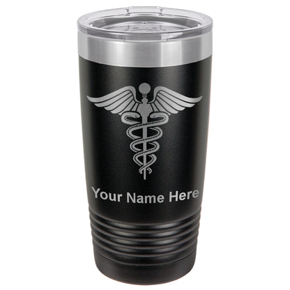 20oz Vacuum Insulated Tumbler Mug, Caduceus Medical Symbol, Personalized Engraving Included