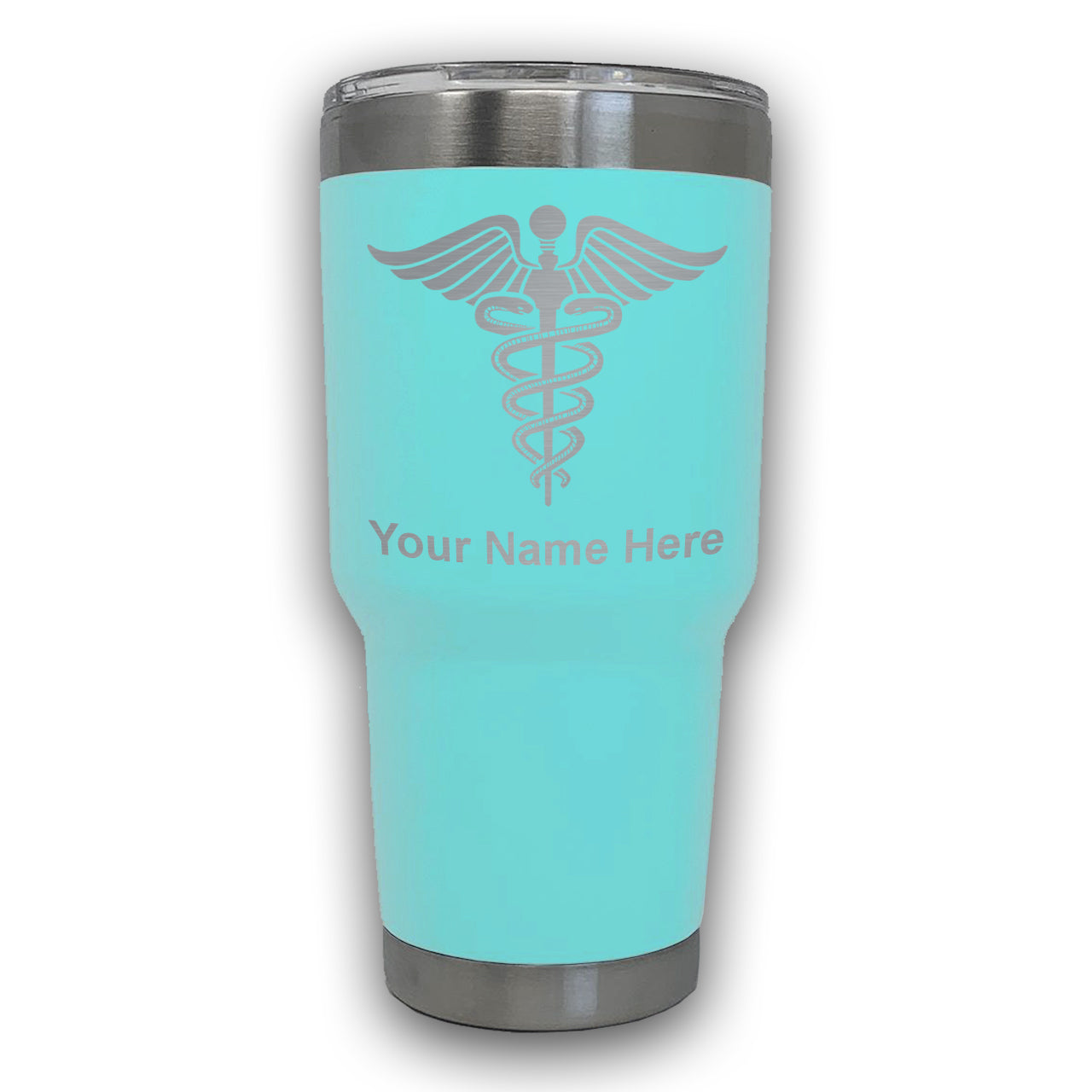 LaserGram 30oz Tumbler Mug, Caduceus Medical Symbol, Personalized Engraving Included