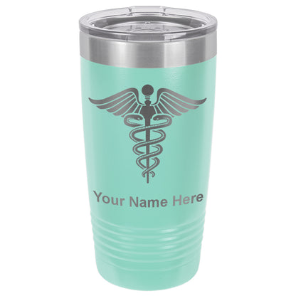 20oz Vacuum Insulated Tumbler Mug, Caduceus Medical Symbol, Personalized Engraving Included