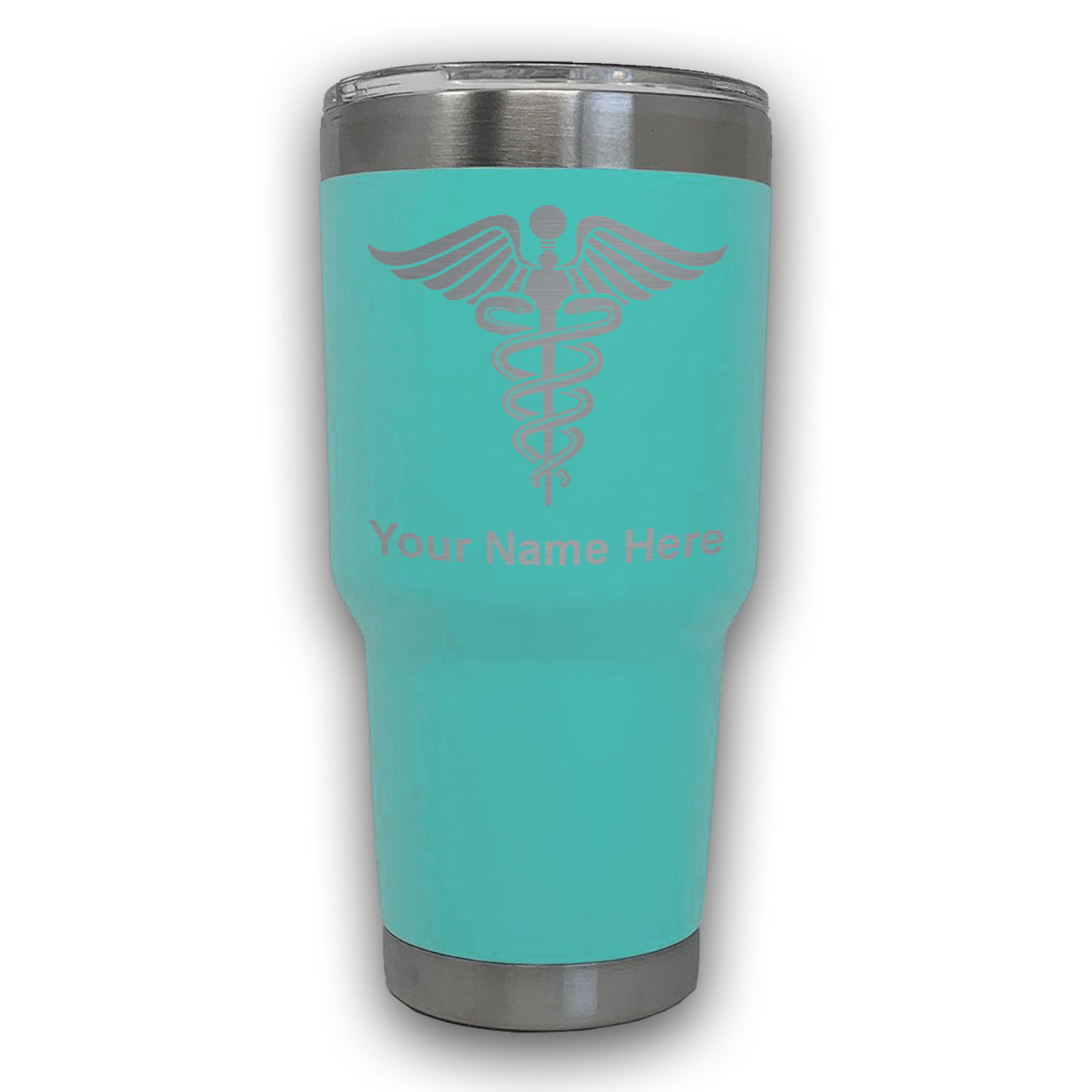 LaserGram 30oz Tumbler Mug, Caduceus Medical Symbol, Personalized Engraving Included