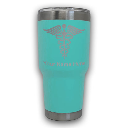 LaserGram 30oz Tumbler Mug, Caduceus Medical Symbol, Personalized Engraving Included