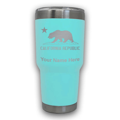 LaserGram 30oz Tumbler Mug, California Republic Bear Flag, Personalized Engraving Included