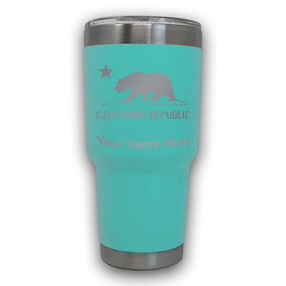 LaserGram 30oz Tumbler Mug, California Republic Bear Flag, Personalized Engraving Included