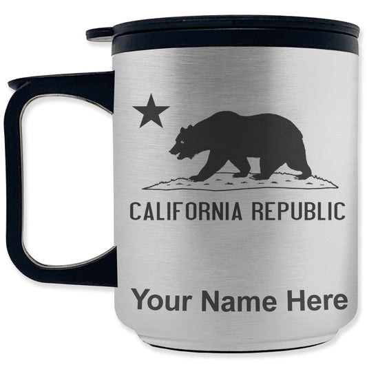 Coffee Travel Mug, California Republic Bear Flag, Personalized Engraving Included
