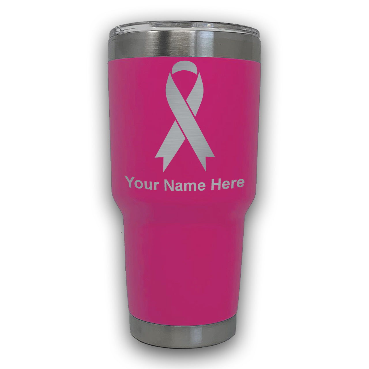 LaserGram 30oz Tumbler Mug, Cancer Awareness Ribbon, Personalized Engraving Included