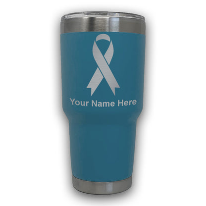 LaserGram 30oz Tumbler Mug, Cancer Awareness Ribbon, Personalized Engraving Included