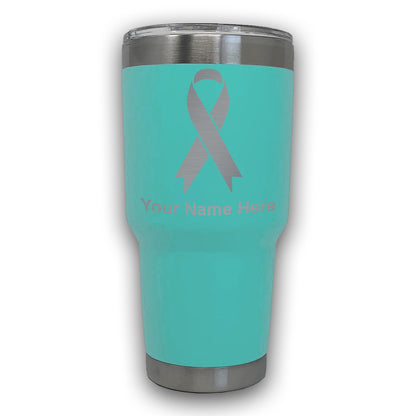 LaserGram 30oz Tumbler Mug, Cancer Awareness Ribbon, Personalized Engraving Included