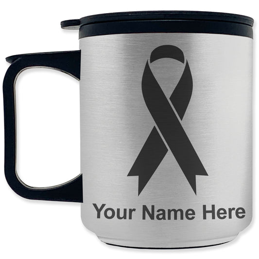 Coffee Travel Mug, Cancer Awareness Ribbon, Personalized Engraving Included