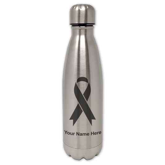 LaserGram Single Wall Water Bottle, Cancer Awareness Ribbon, Personalized Engraving Included