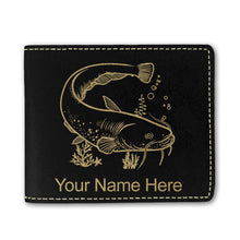 Load image into Gallery viewer, Faux Leather Bi-Fold Wallet, Catfish, Personalized Engraving Included
