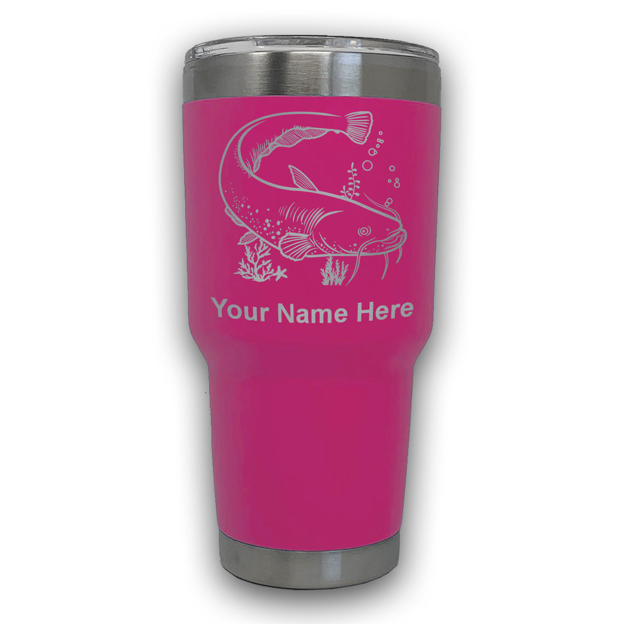 LaserGram 30oz Tumbler Mug, Catfish, Personalized Engraving Included