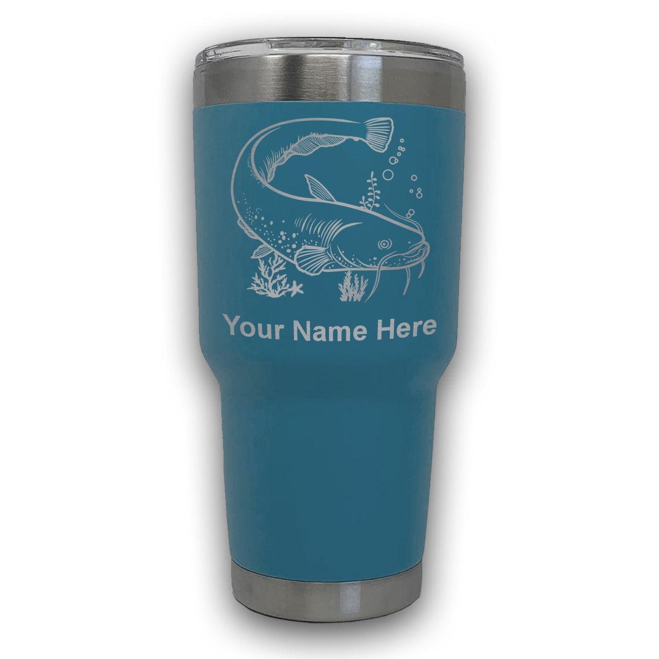 LaserGram 30oz Tumbler Mug, Catfish, Personalized Engraving Included