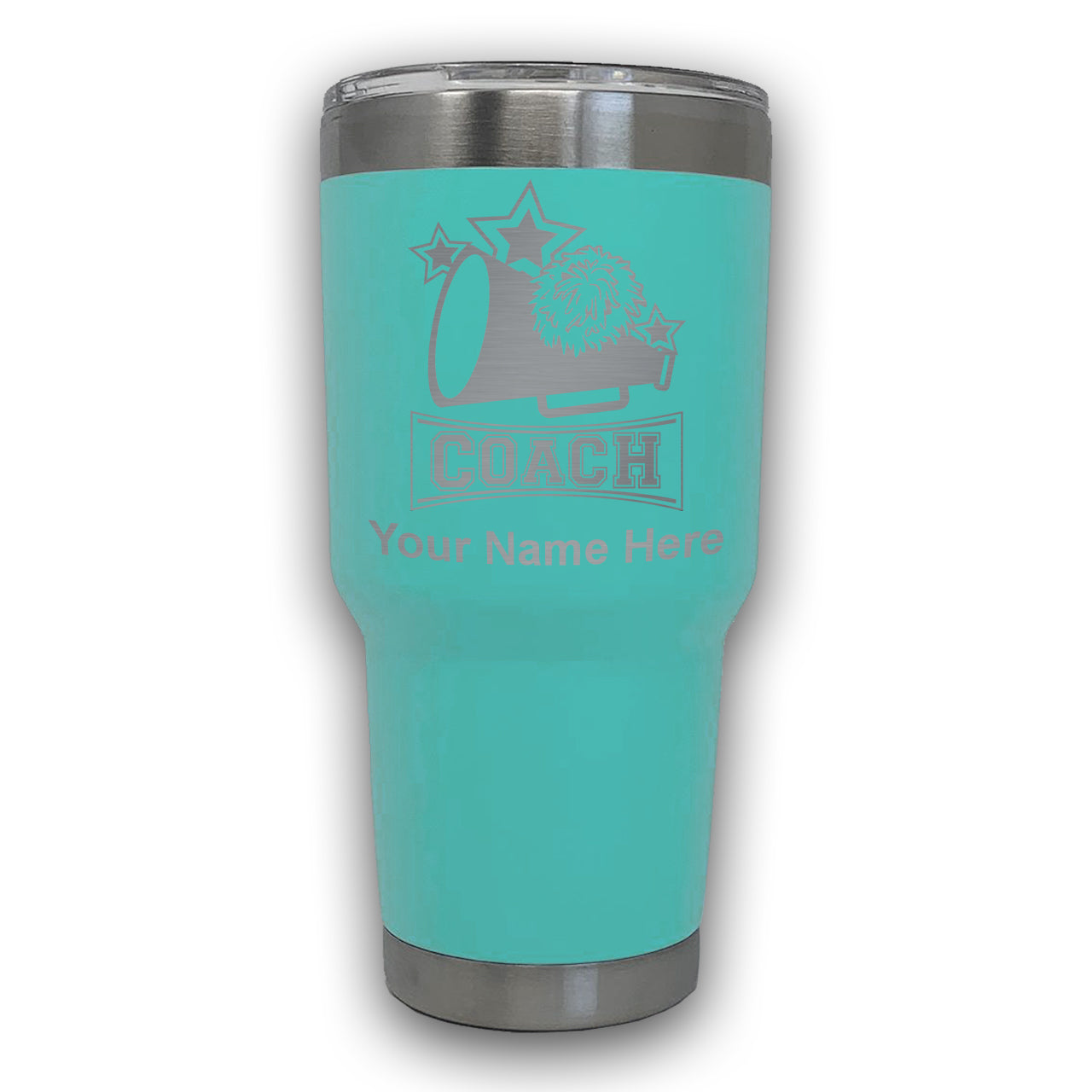 LaserGram 30oz Tumbler Mug, Cheerleading Coach, Personalized Engraving Included