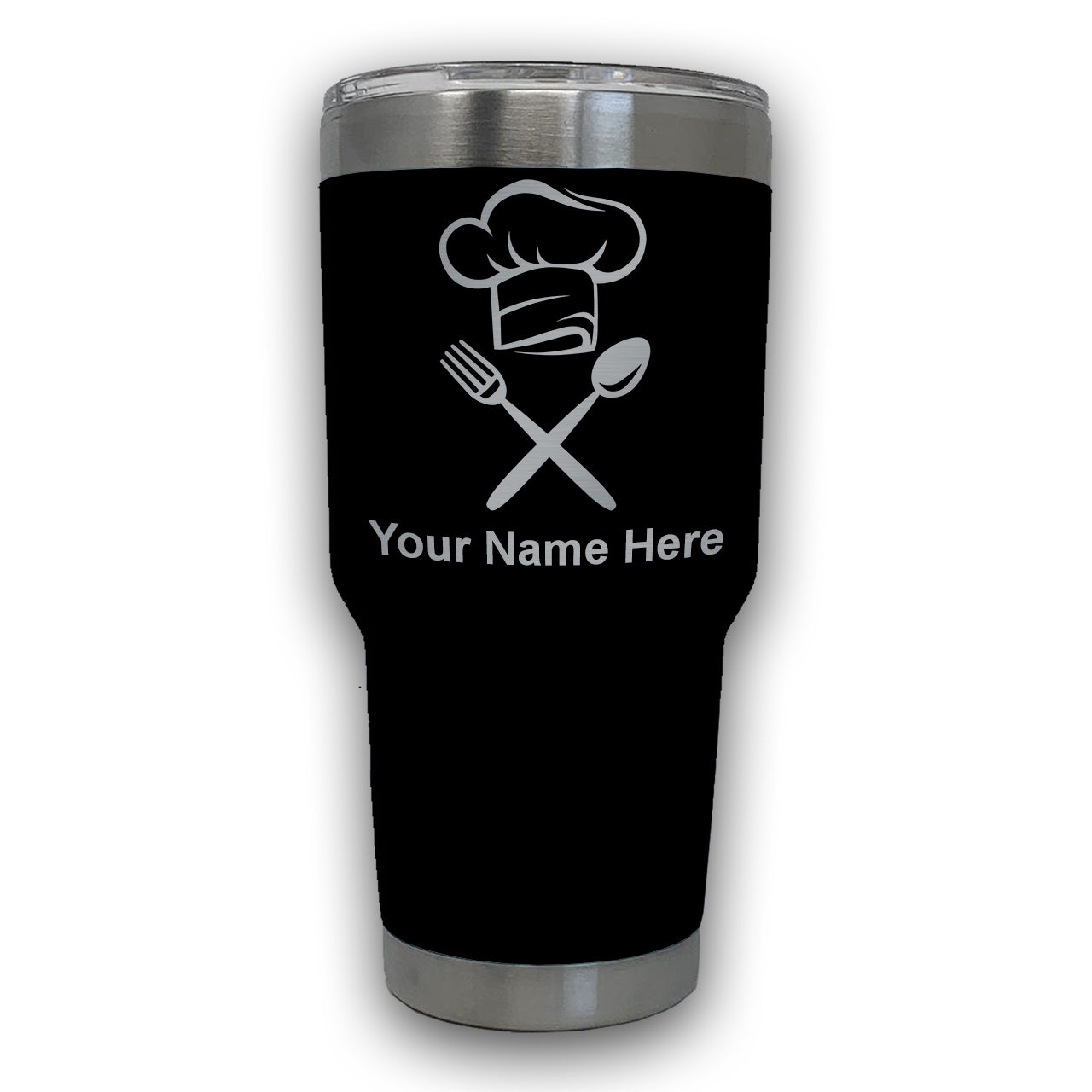 LaserGram 30oz Tumbler Mug, Chef Hat, Personalized Engraving Included