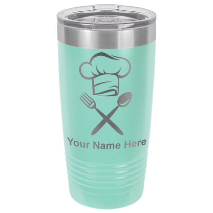 20oz Vacuum Insulated Tumbler Mug, Chef Hat, Personalized Engraving Included