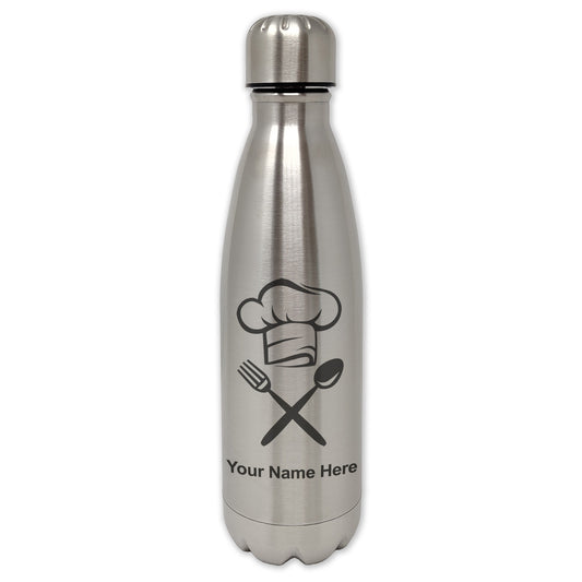 LaserGram Single Wall Water Bottle, Chef Hat, Personalized Engraving Included
