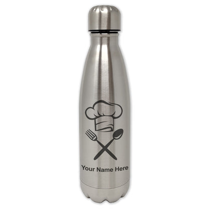 LaserGram Single Wall Water Bottle, Chef Hat, Personalized Engraving Included